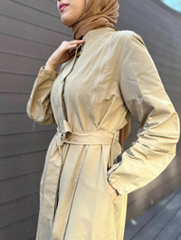 Misswhence 35503 Camel Etek Ucu Büzgülü Yırtmaçlı Kap
