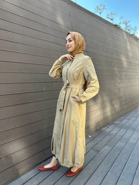 Misswhence 35503 Camel Etek Ucu Büzgülü Yırtmaçlı Kap