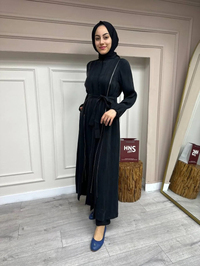 Misswhence 35505 Siyah Fermuar Arası Şifon Detaylı Kap