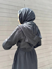 Misswhence 35507 Siyah Ters Dikişli İpek Keten Kap