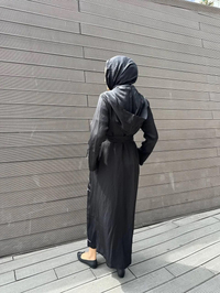 Misswhence 35507 Siyah Ters Dikişli İpek Keten Kap
