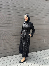 Misswhence 35507 Siyah Ters Dikişli İpek Keten Kap