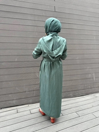 Misswhence 35507 Yeşil Ters Dikişli İpek Keten Kap