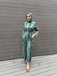 Misswhence 35507 Yeşil Ters Dikişli İpek Keten Kap