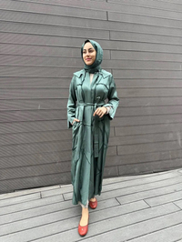 Misswhence 35507 Yeşil Ters Dikişli İpek Keten Kap