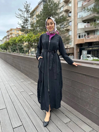 Misswhence 35511 Siyah Lazer Detay İpek Kap