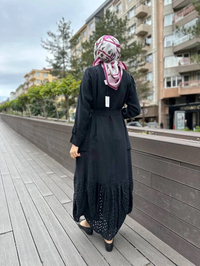 Misswhence 35511 Siyah Lazer Detay İpek Kap