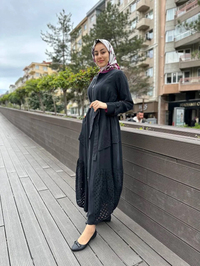 Misswhence 35511 Siyah Lazer Detay İpek Kap