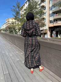 Misswhence 35513 Siyah Etnik Desenli İpek Kap