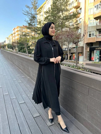 Misswhence 35516 Siyah Arkası Pilise Detaylı Kap