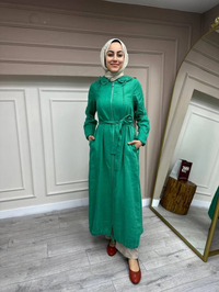 Misswhence 35517 Yeşil Keten Kap