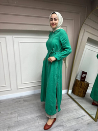 Misswhence 35517 Yeşil Keten Kap