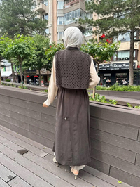 Misswhence 35701 Kahverengi İpek Yelek