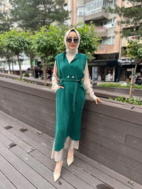 Misswhence 35701 Zümrüt İpek Yelek