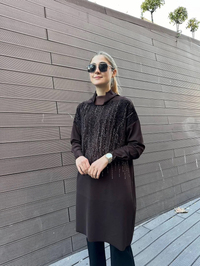 Misswhence 36012 Kahve Pullu Tunik