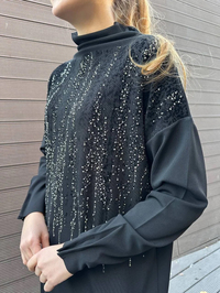 Misswhence 36012 Siyah Pullu Tunik