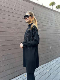 Misswhence 36012 Siyah Pullu Tunik