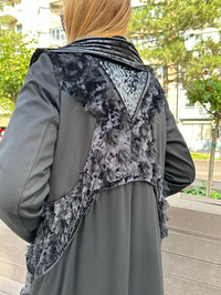 Misswhence 36410 Siyah Kadife Patchwork Kap