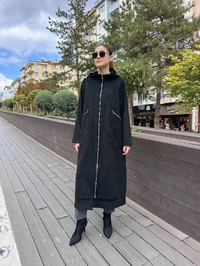 Misswhence 36510 Siyah Cep Detaylı Süet Kap