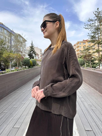 Misswhence 37004 Kahverengi İpek Tunik