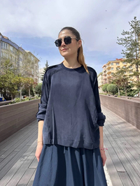 Misswhence 37004 Lacivert İpek Tunik