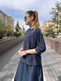 Misswhence 37004 Lacivert İpek Tunik