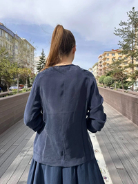 Misswhence 37004 Lacivert İpek Tunik