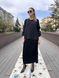 Misswhence 37004 Siyah İpek Tunik