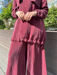 Misswhence 37007 Bordo İpek Pantolonlu Takım