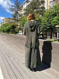 Misswhence 37007 Yeşil İpek Pantolonlu Takım