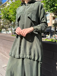 Misswhence 37007 Yeşil İpek Pantolonlu Takım