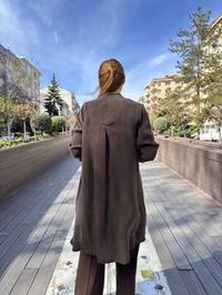 Misswhence 37402 Kahverengi Fermuarlı Ara Boy Kap