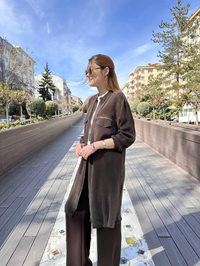 Misswhence 37402 Kahverengi Fermuarlı Ara Boy Kap