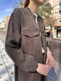 Misswhence 37402 Kahverengi Fermuarlı Ara Boy Kap