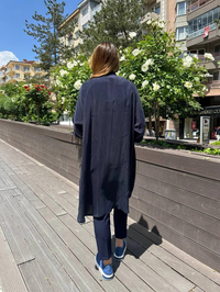 Misswhence 37410 Lacivert İpek Ara Boy Kap