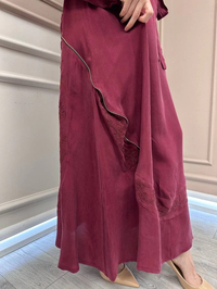 Misswhence 37800 Açık Bordo Fermuarlı İşlemeli Elbise