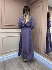 Misswhence 37800 Lila Fermuarlı İşlemeli Elbise
