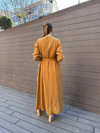 Misswhence 37805 Hardal Düğme Detaylı Elbise