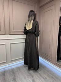 Misswhence 37829 Kahverengi Yanı Detaylı İpek Elbise