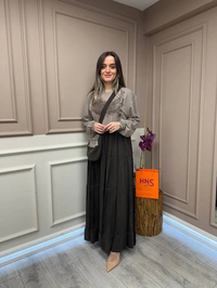 Misswhence 37834 Kahverengi Baskı Detaylı Elbise
