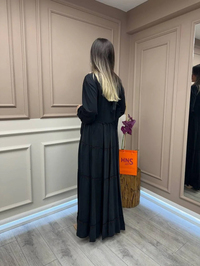 Misswhence 37834 Siyah Baskı Detaylı Elbise