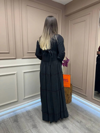 Misswhence 37834 Siyah Baskı Detaylı Elbise
