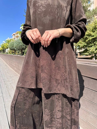 Misswhence 38010 Kahverengi Cupro Jakar Tunik Takım