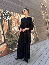 Misswhence 38010 Siyah Cupro Jakar Tunik Takım