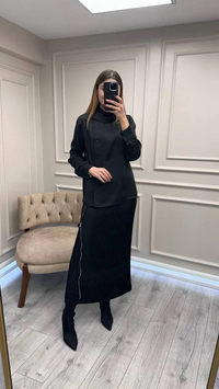 Misswhence 38015 Siyah Saten Etekli Takım