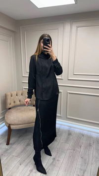 Misswhence 38015 Siyah Saten Etekli Takım