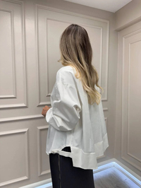 Misswhence 38031 Beyaz Dikiş Detaylı Tunik