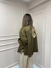Misswhence 38031 Haki Dikiş Detaylı Tunik