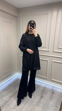 Misswhence 38040 Siyah Kolları Detaylı Tunik