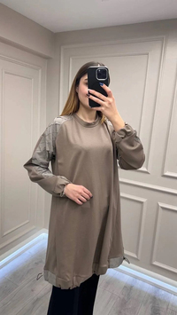 Misswhence 38040 Vizon Kolları Detaylı Tunik